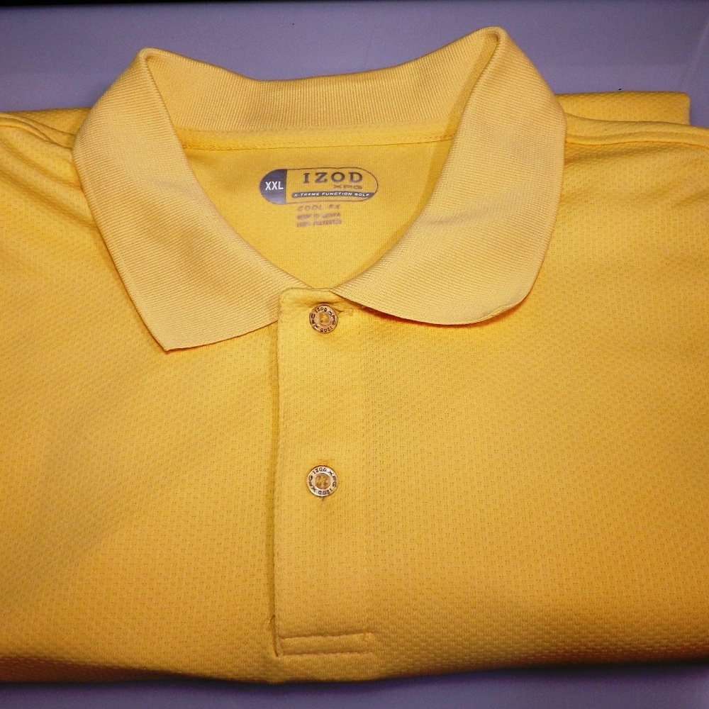 IZOD Men Cool fx yellow logo on sleeve POLO shirt